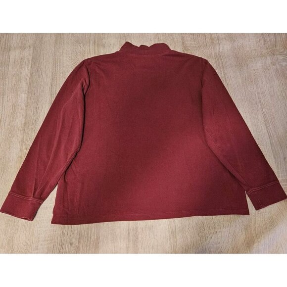LL Bean Women's Mock Neck Long Sleeve Shirt Cotton Size Large Red - Picture 2 of 6